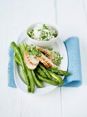 Green asparagus with chicken breast