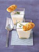 Rahmsuppchen soup with cheese caraway minis