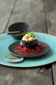 Baked beetroot on saucer