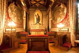 Illuminated gold plated altar at Castle St. Emmeram in Regensburg, Germany