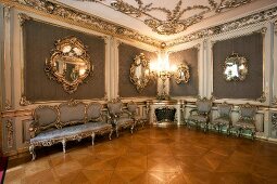Grauer Salon, Schloss St. Emmeram, vergoldet, Spiegel