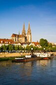 View of Danube river in Regensburg, Germany