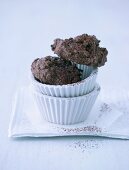 Chocolate almond macaroons in cup