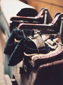 Boots sole being fixed and pressed in machine