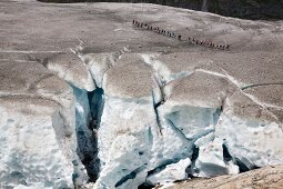 Hikers in Aletsch Glacier, Marjelesee, Valais, Switzerland