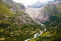 View of the Rhone Glacier in Valais, Switzerland