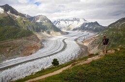 View of Aletsch Glacier in Valais, Switzerland