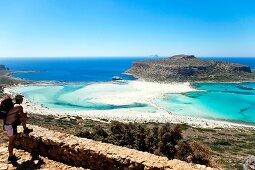 Man looking at sea on Island Gramvoussa, Greece