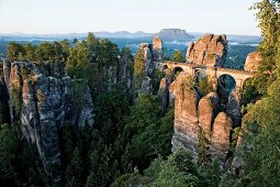 View of rock bridge at Saxony National Park, Germany