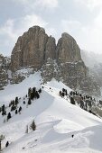 View of winter mountain at Dolomites, Corvara, South Tyrol, Italy