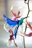 Orchideenstab "Kolibri blau" aus Glas