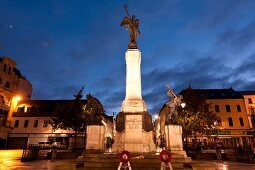 View of Derry Stada war memorial in evening lights, Ireland, UK