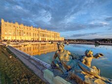 View of Parterre d'Eau and Versailles Palace in France