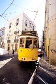 Lisbon tram in Alfama, Portugal