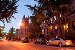 View of Church in Park Slope, Brooklyn, New York, USA