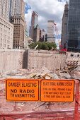 Sign boards at Ground Zero construction site in New York, USA