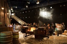 People at archives of German Emigration centre museum in Bremerhaven, Bremen, Germany