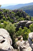 Elevated view of karst rock formations at Selge, Pisidia, Turkey