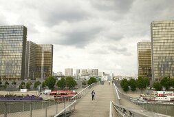 View of bridge over Seine river in Rive Gauche in Paris, France