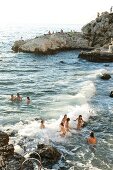 People enjoying in Adriatic sea coast in Croatia