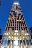 Low angle view of Apple store on 5th Avenue, New York, USA