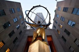 Atlas statue outside Rockefeller Center in New York, USA
