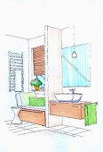 Illustration of bathroom with wash basin