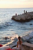 People enjoying in Adriatic sea coast in Croatia