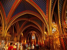 Ceiling of lower chapel of Sainte Chapelle in Paris, France