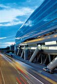 View of Squaire and road at dusk in Frankfurt, Germany