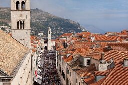 View of people on stradun in Dubrovnik, Croatia