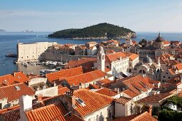 View of Dubrovnik old town and Lokrum Island in Croatia