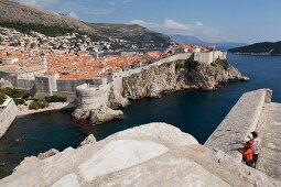 View of Dubrovnik cityscape and sea in Croatia