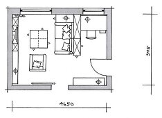 Blue print of interiors of living room