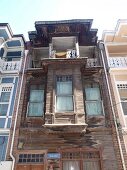 View of wooden houses in Quarter Arnavutkoy shabby, Istanbul, Turkey