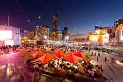 People at Federation Square, Flinders Street, Melbourne, Victoria, Australia