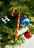 Weihnachtsbaum, Detail, geschmückt, Baumschmuck, Zuckerstange