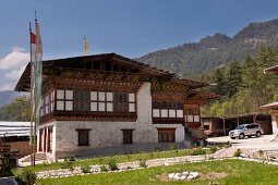 View of house in Bumthang, Bhutan