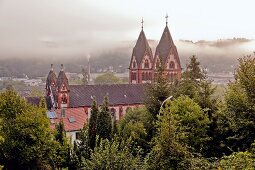 View of St. Lutwinus Parish church in Mettlach, Saarland, Germany