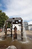 Sculpture at castle square in Saarbrucken Castle, Saarbrucken, Saarland, Germany