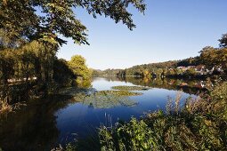 View of Wurzbacher pond in Niederwurzbach, Blieskastel, Saarland, Germany