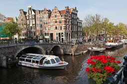 Hotel Brouwer and canal cruise at Keizersgracht canal, Amsterdam, Netherlands