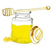Illustration, Honig, Honigglas, Honiglöffel, Honigloeffel