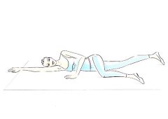 Illustration of woman lying in lateral position and exercising for her thigh