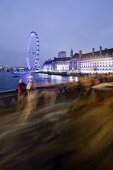 View of London Eye with river Thames, London, UK