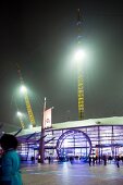 View of O2 Arena and Millennium Dome at night, London, UK