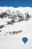 Air balloon in Chateau d'Oex, Alps, Canton of Vaud, Lake Geneva, Switzerland