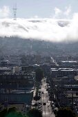 Elevated view of city and clouds in sky, San Francisco, California, USA