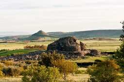 View of Nuraghe at Su Nuraxi, Barumini, Medio Campidano, Sardinia, Italy