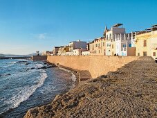 View of Mediterranean sea and old town, Alghero, Sardinia, Italy